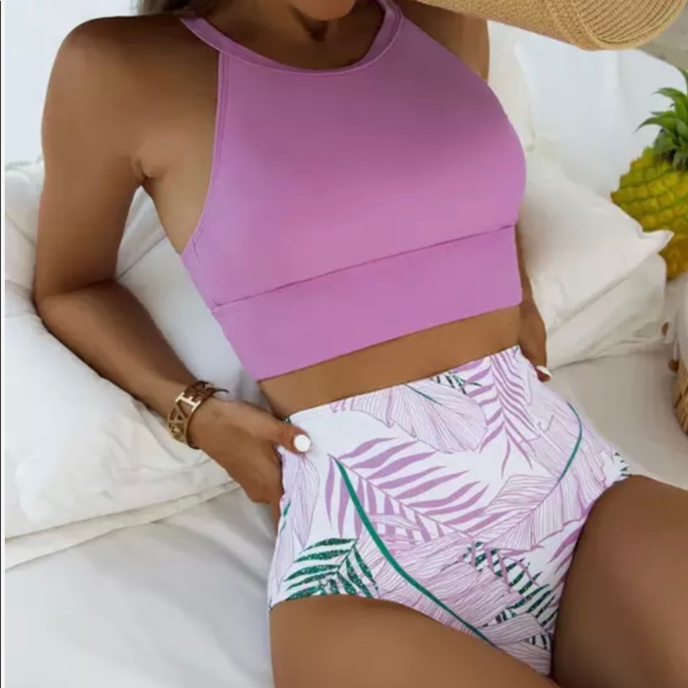 2022 High Waist Bikini Women High Neck Swimsuit